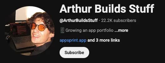 Arthur Builds Stuff YouTube channel